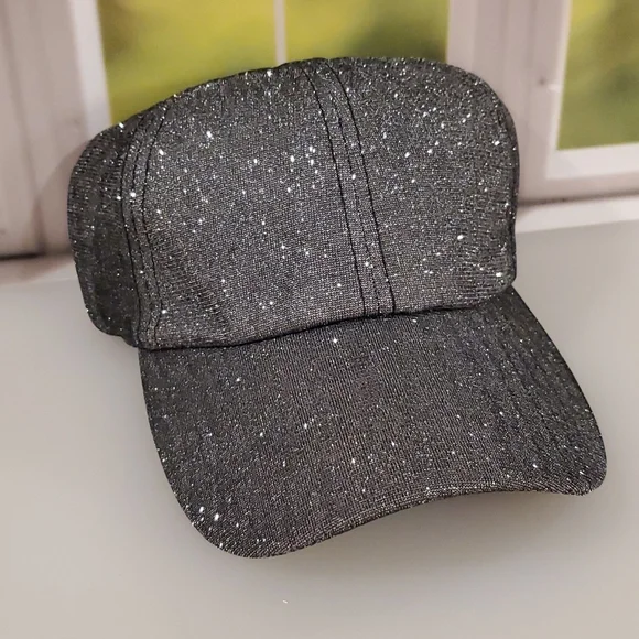 Black silvery metallic pony cap lightweight sporty - Picture 6 of 7
